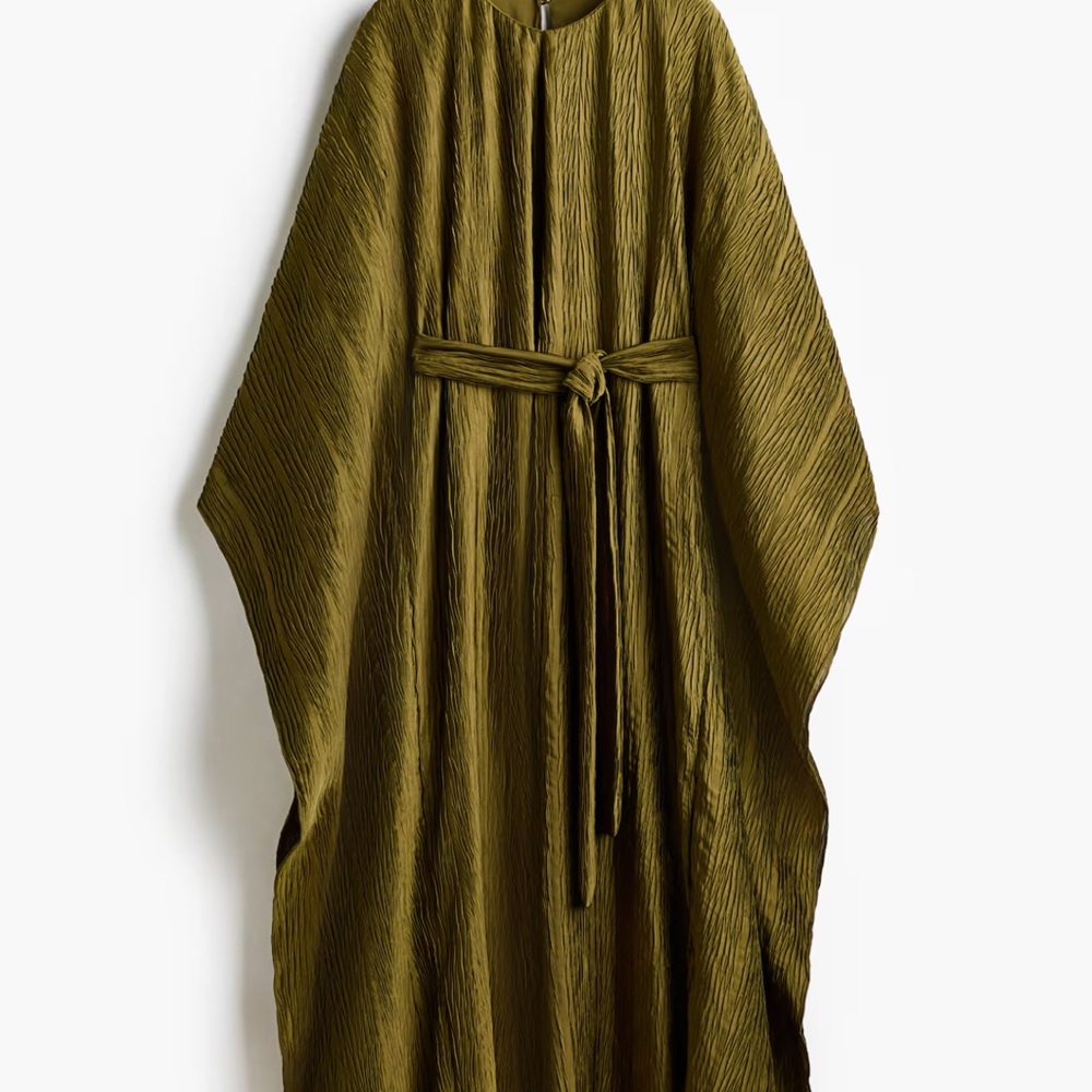 H&M Olive Green Textured Maxi Dress